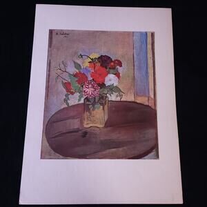 Vintage Rare 1947 Suzanne Valadon Flowers 1st First Edition Parisian Lithograph